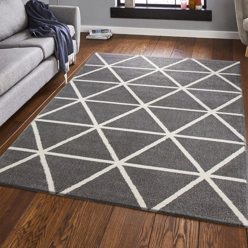 Teppich Kurzflor Pastellfarben Weiss Rauten Design Robust in versch. Farben, für Wohnzimmer, Schlafzimmer, küche
