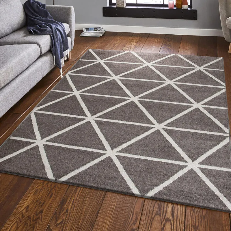 Teppich Kurzflor Pastellfarben Weiss Rauten Design Robust in versch. Farben, für Wohnzimmer, Schlafzimmer, küche