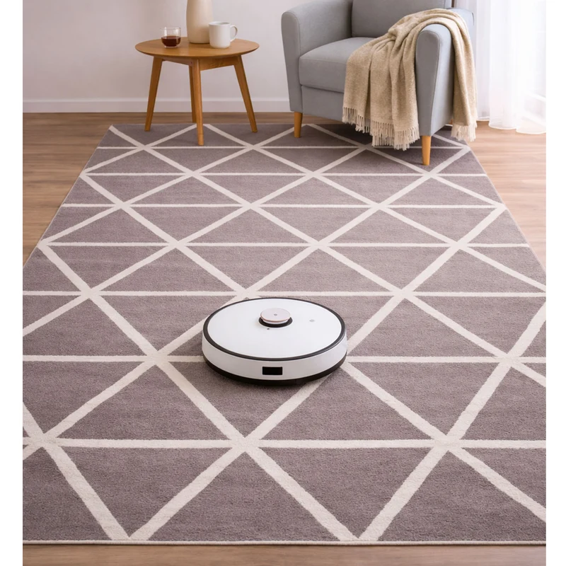 Teppich Kurzflor Pastellfarben Weiss Rauten Design Robust in versch. Farben, für Wohnzimmer, Schlafzimmer, küche