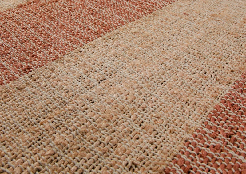 160x230 Teppich Wohnzimmer Terrakotta-Streifen – Sonnenwarmer Naturfaserteppich
