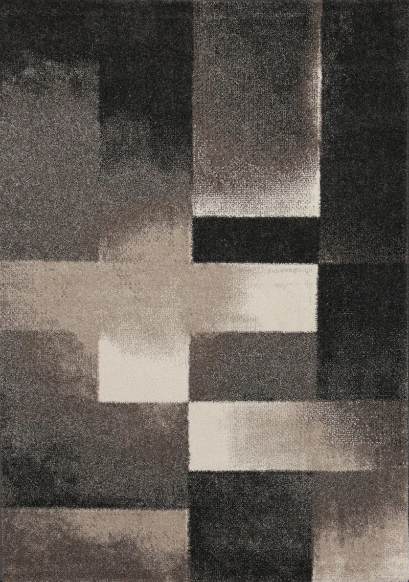 Moderner Designer Teppich mit Geometrischen Abstrakt Muster in Grau und Beige