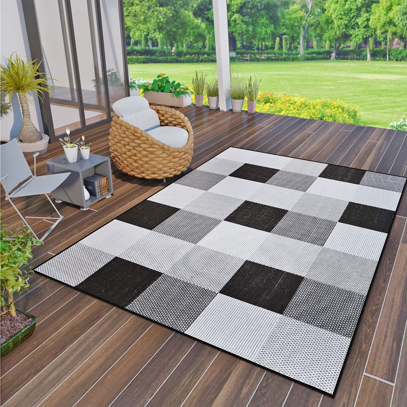 Robuster In- und Outdoor Flachgewebe Balkon Terrasse Küchenteppich
