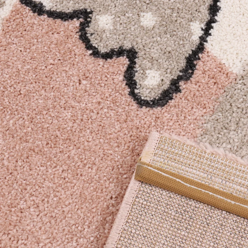 Kinderteppich kinderzimmer Flauschiger Baby Teppich Happy Schaefchen Kinder Jugendzimmer Rosa