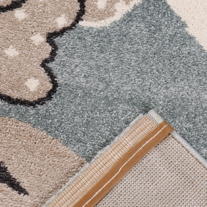 Kinderteppich Kinderzimmer Babyteppich Fröhlicher Schaf Mint Blau Beige Dots