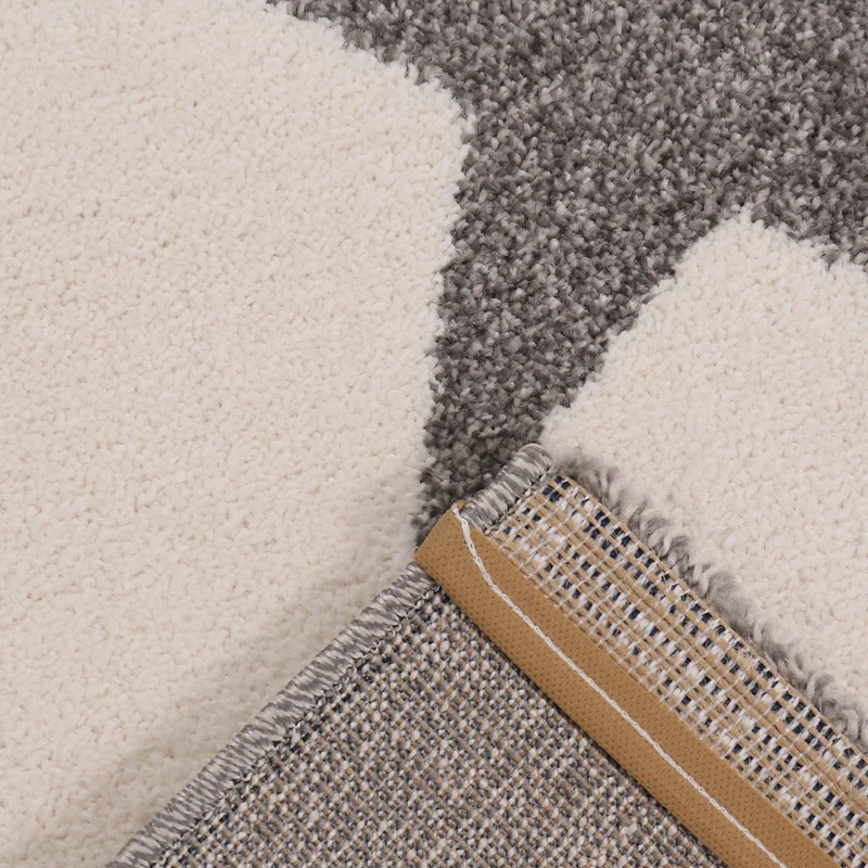 Kinderteppich Babyteppich Patchwork Wolke Herz Sterne Mond Dots | Kinderteppich für Mädchen und Jungs | Teppich für Kinderzimmer | Farbe: Grau Beige & Creme