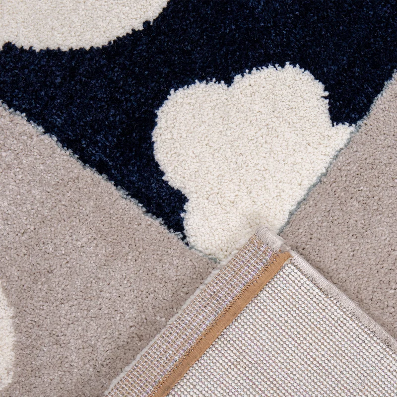 Kinderteppich Teppich Kinderzimmer Babyteppich mit Herz Stern Wolke Blau Beige Creme