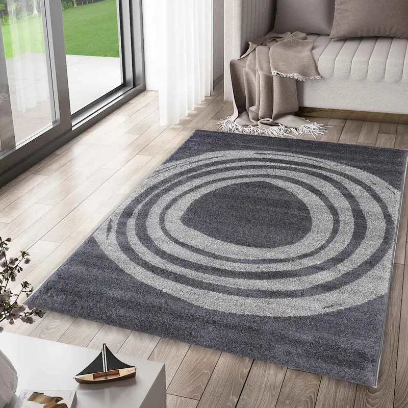 Teppich Modern Wohnzimmer Schlafzimmer Designerteppich Dunkelgrau Hellgrau Melliert Kurzflor Teppich