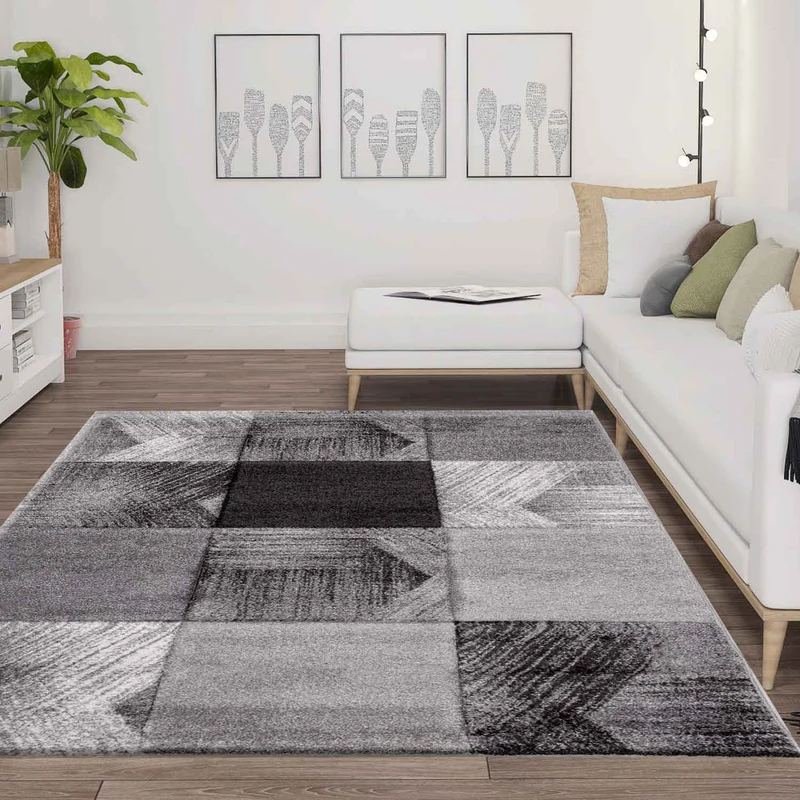 Designer Teppich Wohnzimmer Inneneinrichtung Modern Grau