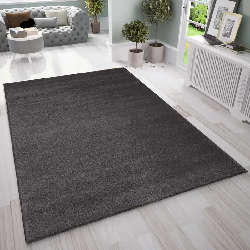 Teppich Kurzflor Einfarbig Weich & Flauschig Seidiger Glanz in Grau/ Anthrazit , für Wohnzimmer, Schlafzimmer, küche