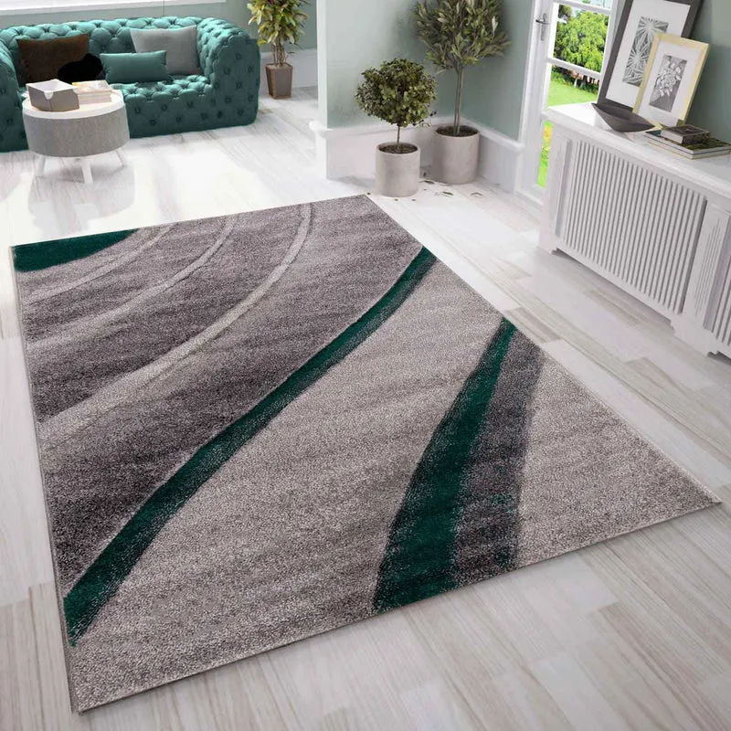 Designer Moderner Wellen Teppich Wohnzimmer Inneneinrichtung Neu Grün