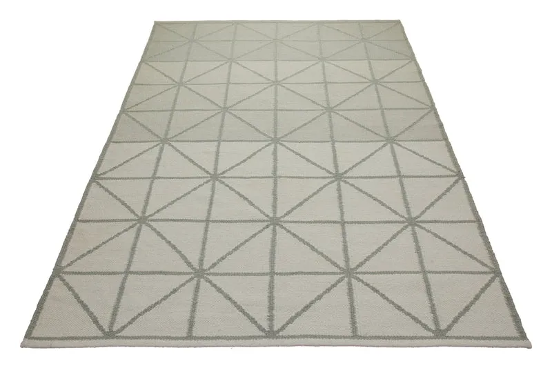 160x230 Teppich Wohnzimmer Grafische Ruhe – Skandi-Flachgewebe mit Diamantraster