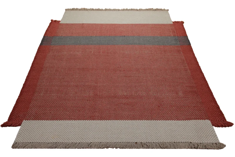 160x230 Teppich Wohnzimmer Studio-Stück in Terrakotta – Experimenteller Wollteppich als Einzelstück