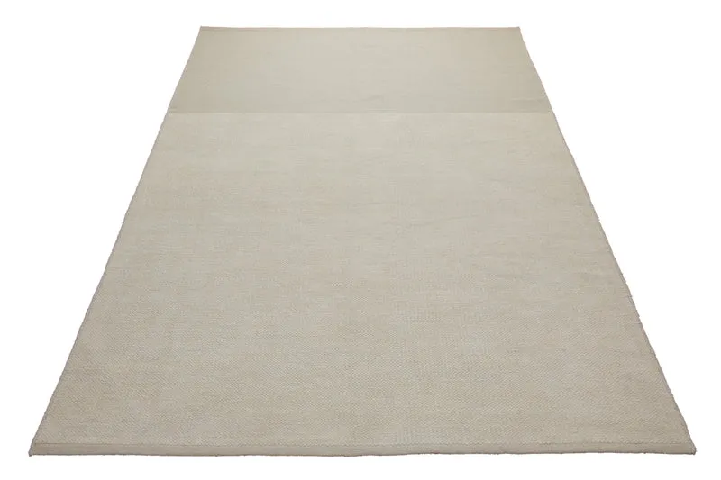 160x230 Teppich Wohnzimmer Weiches Naturweiß – Schlichter Wollteppich mit gewalkter Oberfläche
