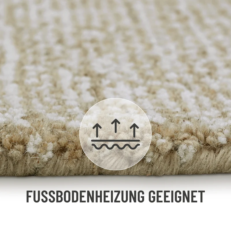 Kurzflor Teppich Sand Beige aus Schurwolle "Hamptons THIRTEEN" WECONhome