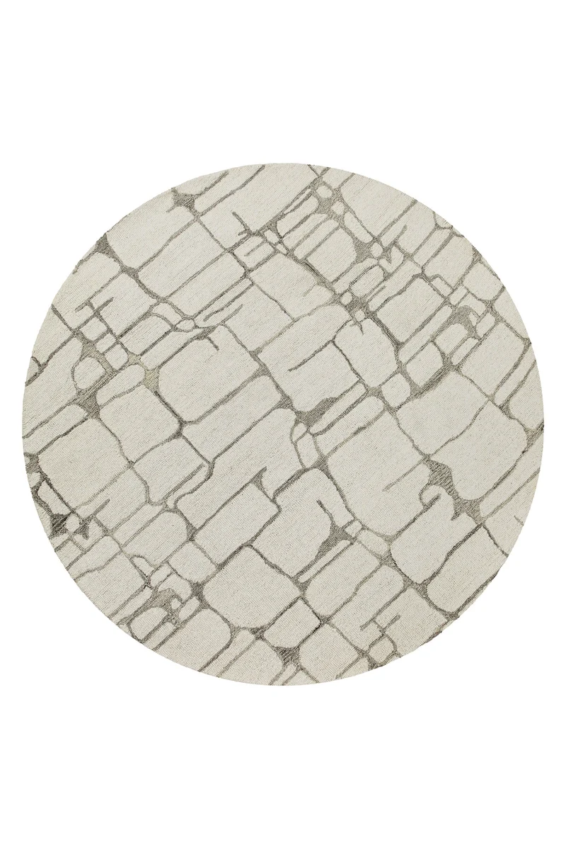 Kurzflor Teppich Rund Creme Weiß aus Schurwolle "Hamptons TWELVE" WECONhome