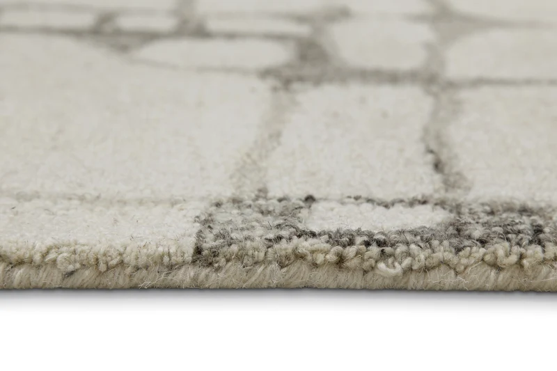 Kurzflor Teppich Rund Creme Weiß aus Schurwolle "Hamptons TWELVE" WECONhome