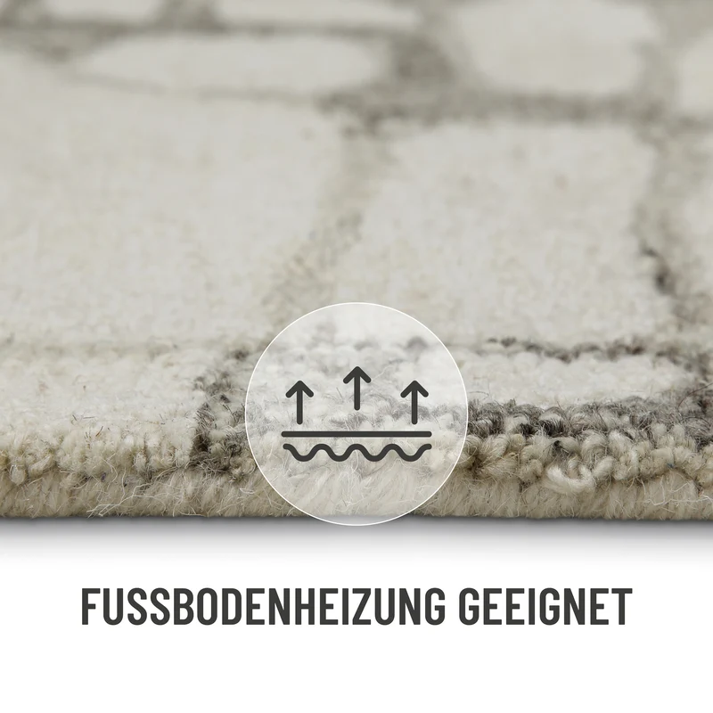 Kurzflor Teppich Creme Weiß aus Schurwolle "Hamptons TWELVE" WECONhome