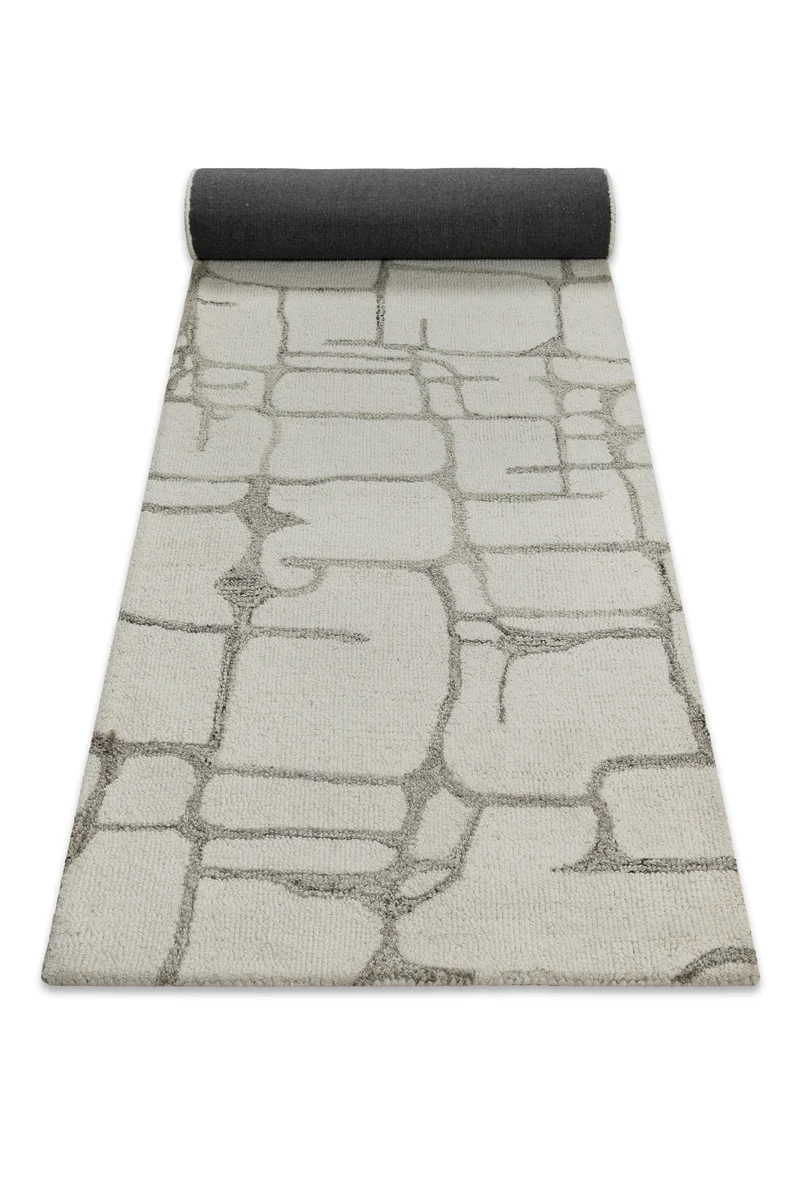 Kurzflor Teppich Creme Weiß aus Schurwolle "Hamptons TWELVE" WECONhome