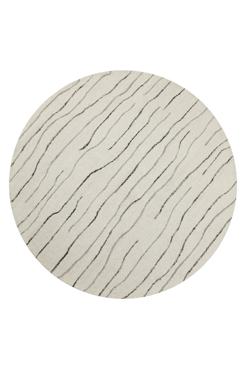 Kurzflor Teppich Rund Creme Weiß aus Schurwolle "Hamptons ELEVEN" WECONhome