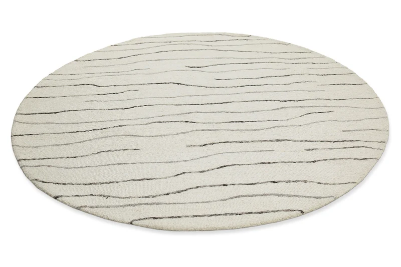 Kurzflor Teppich Rund Creme Weiß aus Schurwolle "Hamptons ELEVEN" WECONhome