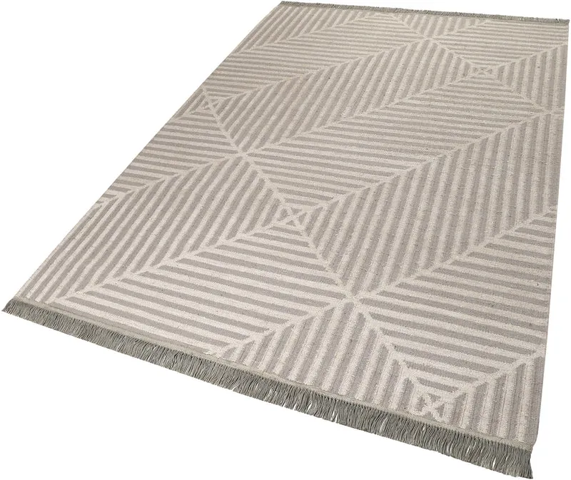 Kelim Teppich Grau Beige aus Naturfasern "Irregular Fields" WECONhome