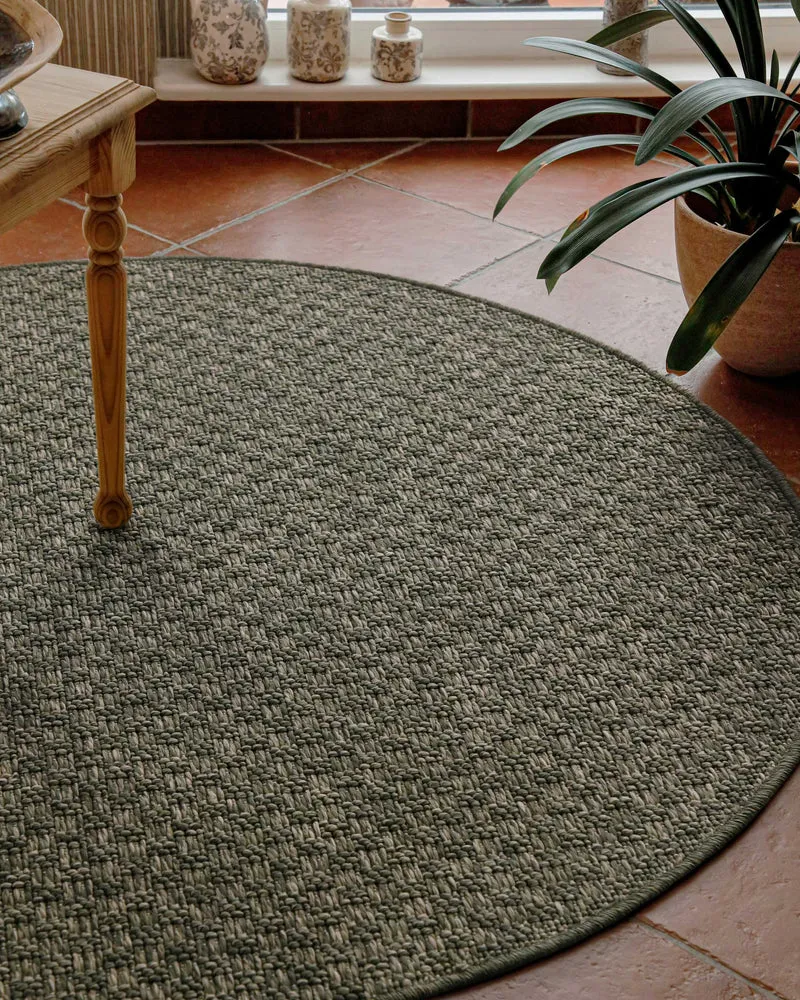 In- & Outdoor Teppich Rund Grau Olive, pflegeleicht & wetterfest "Miami South Beach" WECONhome