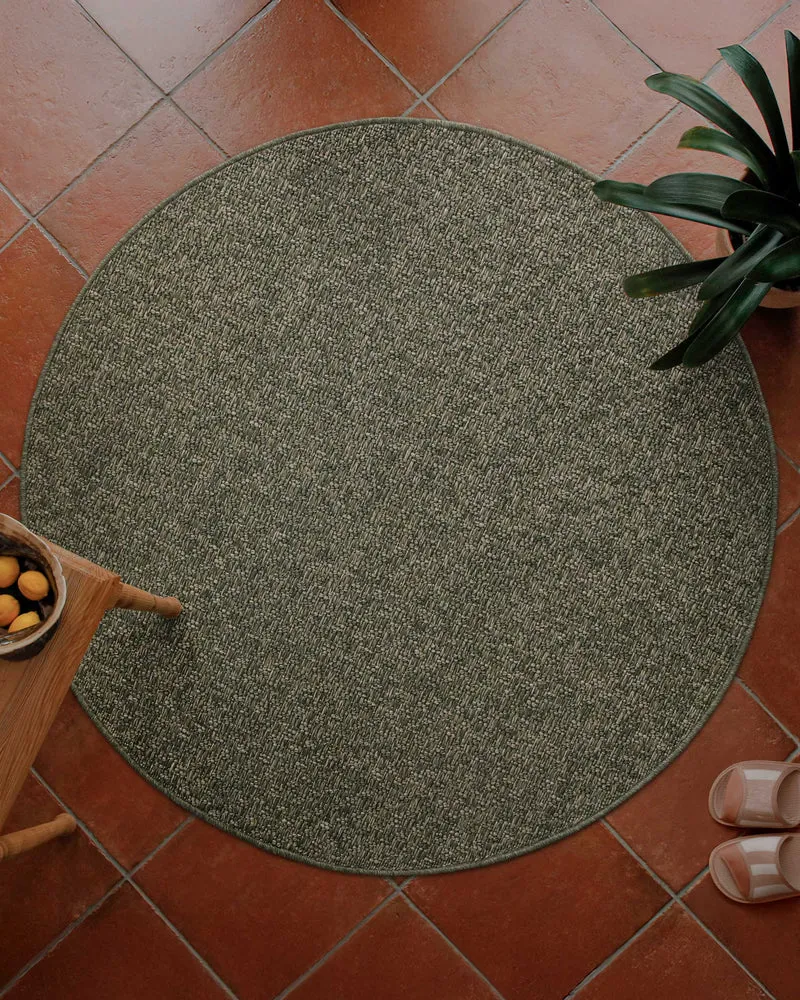 In- & Outdoor Teppich Rund Grau Olive, pflegeleicht & wetterfest "Miami South Beach" WECONhome