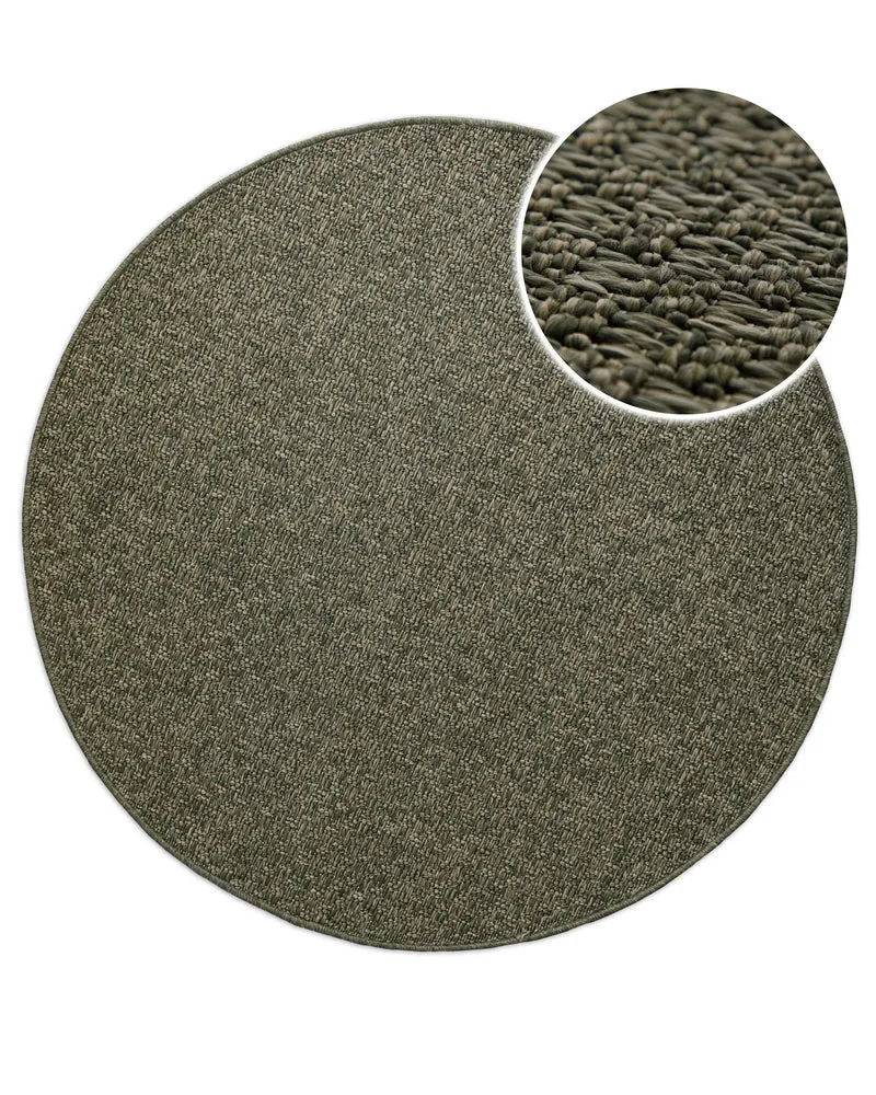 In- & Outdoor Teppich Rund Grau Olive, pflegeleicht & wetterfest "Miami South Beach" WECONhome