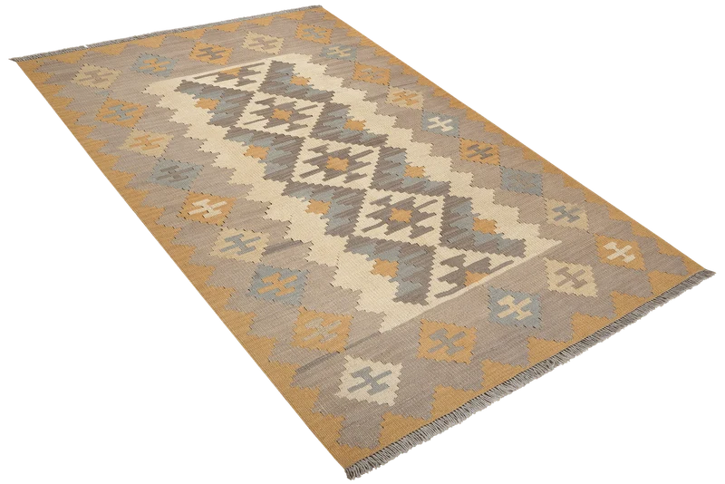 Kelim Gashgai · Handgewebt – Beige, 185x122 cm