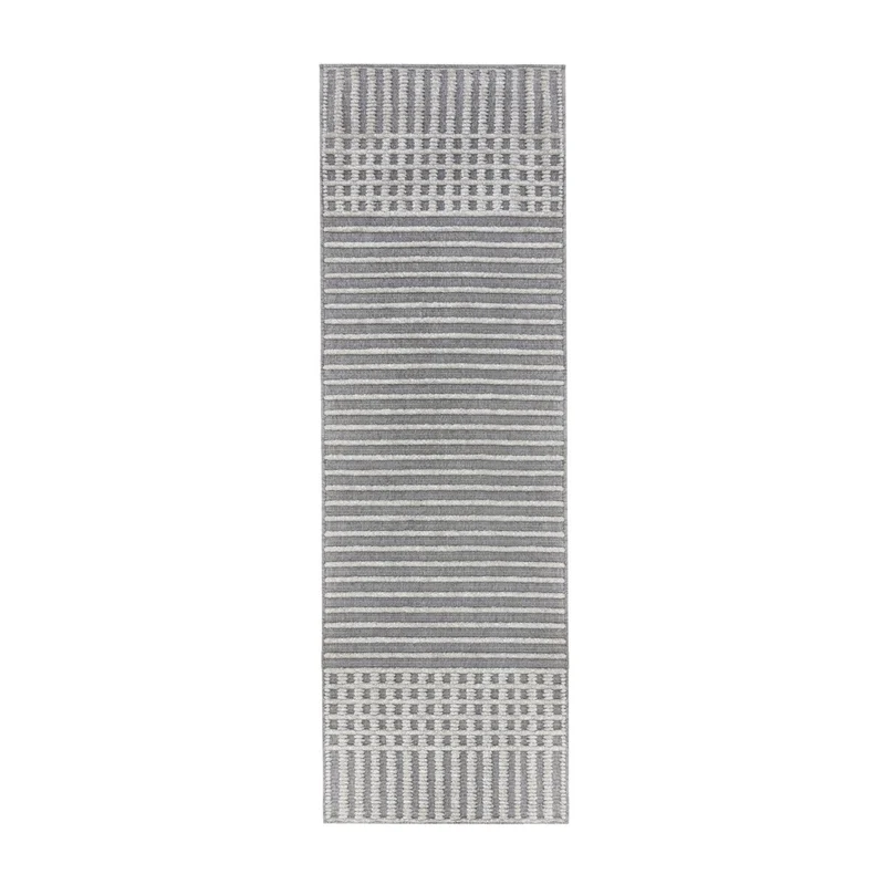 Waschbarer Läufer - Elto Stripe Grau