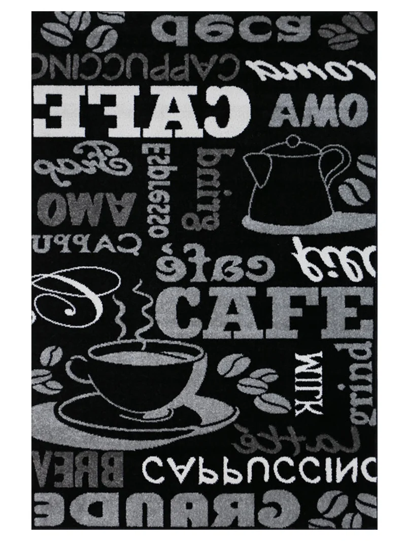 Küchenteppich Teppichläufer Coffee Design Modern Kaffee Muster in Schwarz ideal für die Lounge oder Küche