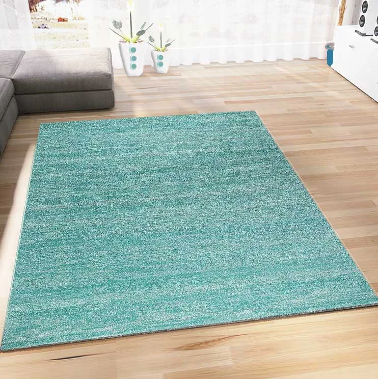 Teppich Modern Grün Einfarbig Teppich Kurzflor Meliert Farbecht Pflegeleicht NEU