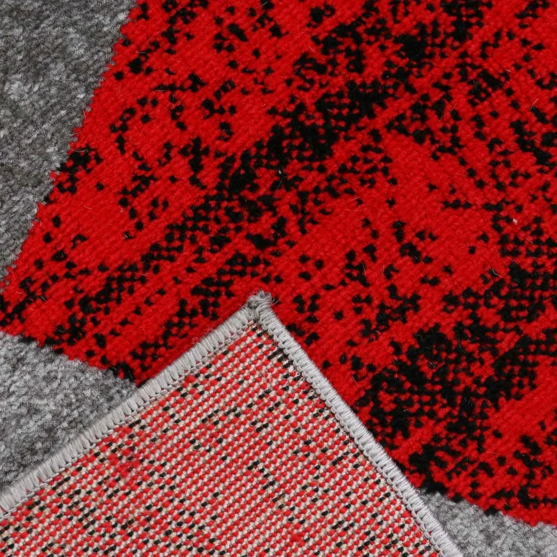 Milano9120 Rot Wohnzimmer Schlafzimmer Teppich Geometrisches Kreis-Muster Meliert