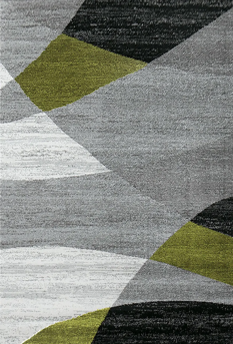 Teppich Geometrisches Muster Meliert in Grün Grau Weiß Schwarz Kurzflor Wohnzimmer