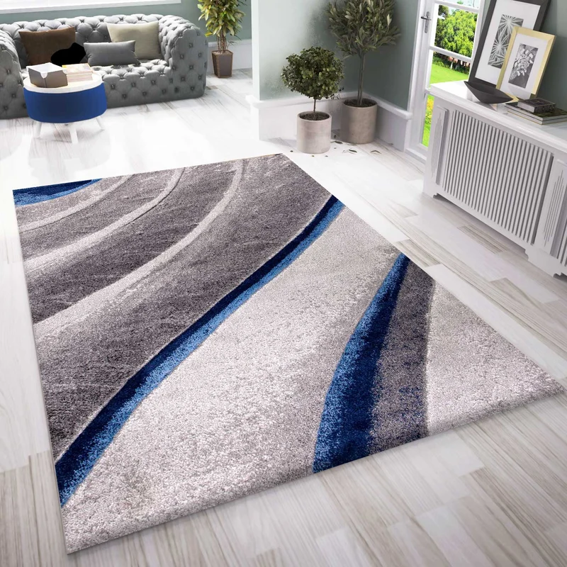 Designer Moderner Wellen Teppich Wohnzimmer Inneneinrichtung Neu