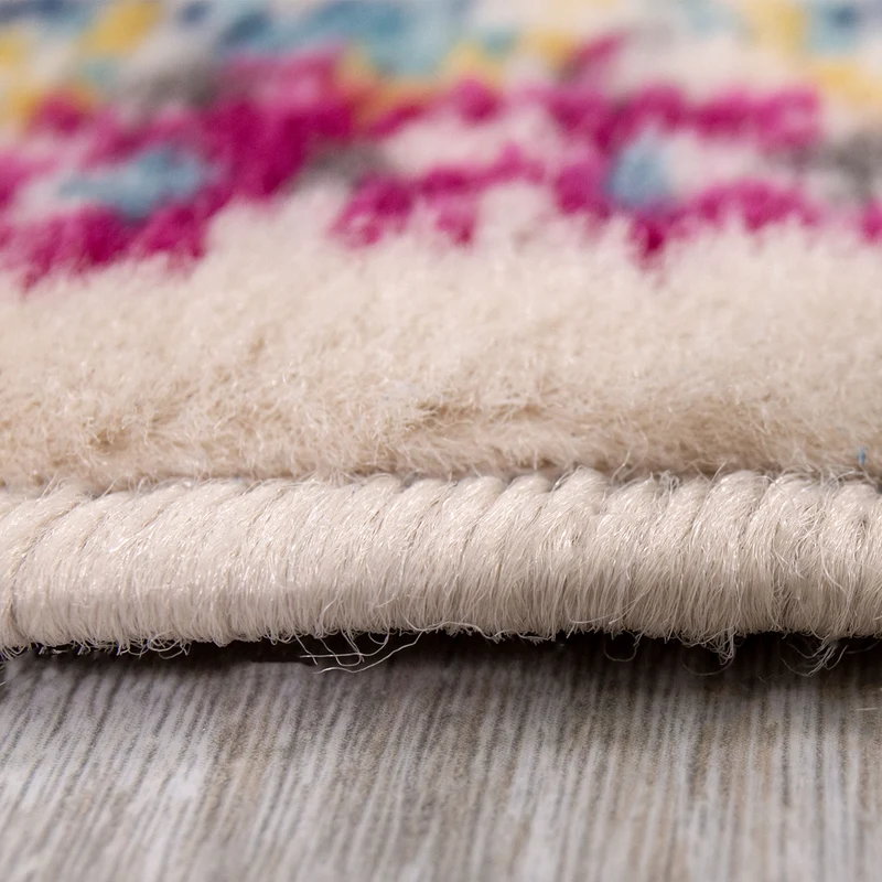 Wohnzimmer Teppich Vintage Look Designer Kurzflor Teppich in Bunt
