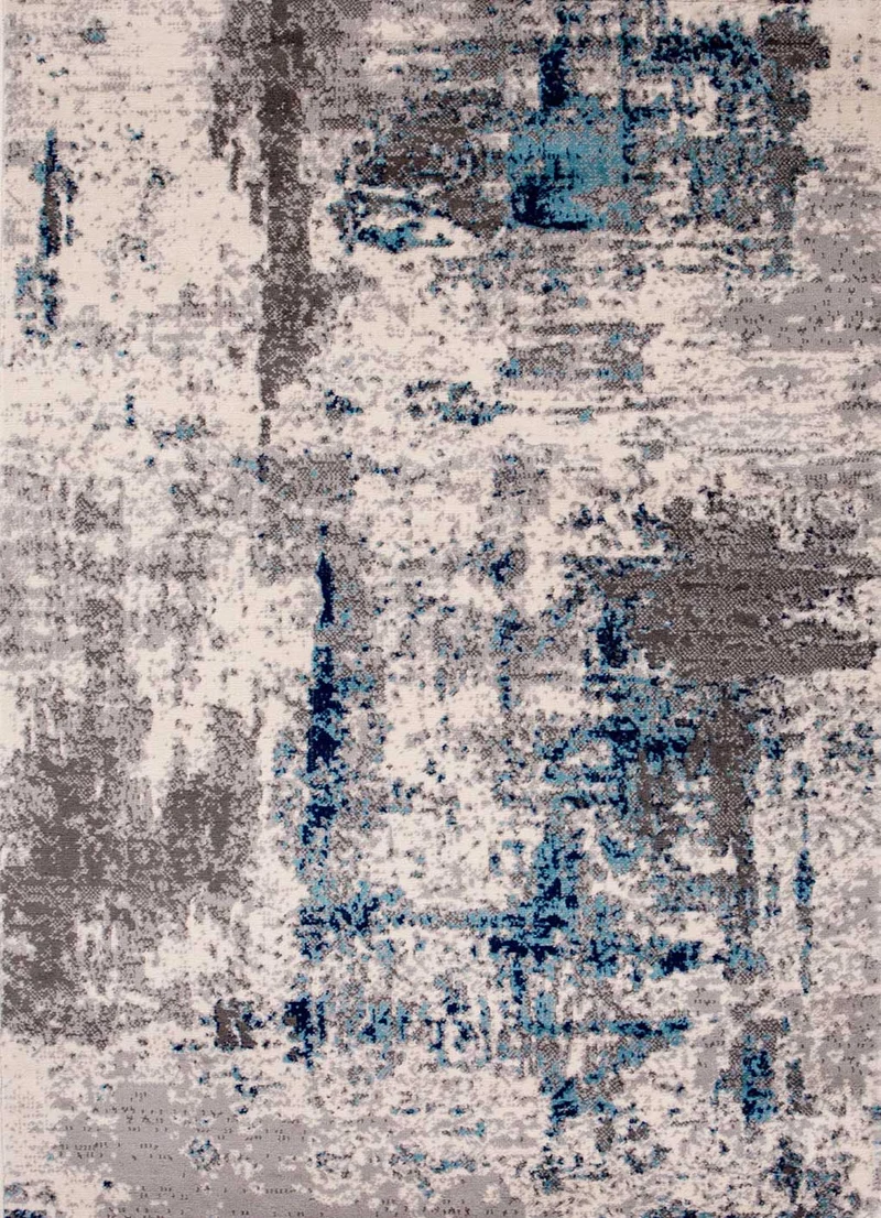 Teppich Abstrakt Vintage Look Wohnzimmer Kurzflor Teppich läufer Blau Grau