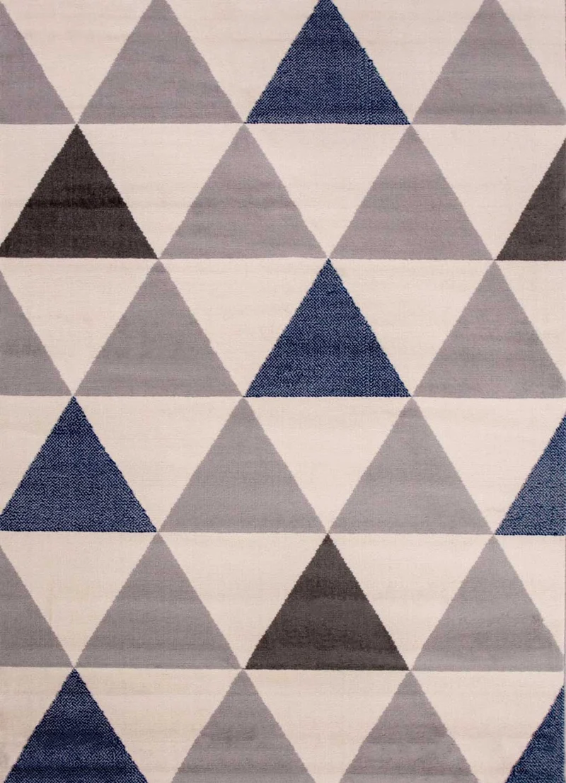 Teppich Wohnzimmer Schlafzimmer Flur Teppich Dreiecksmuster Blau