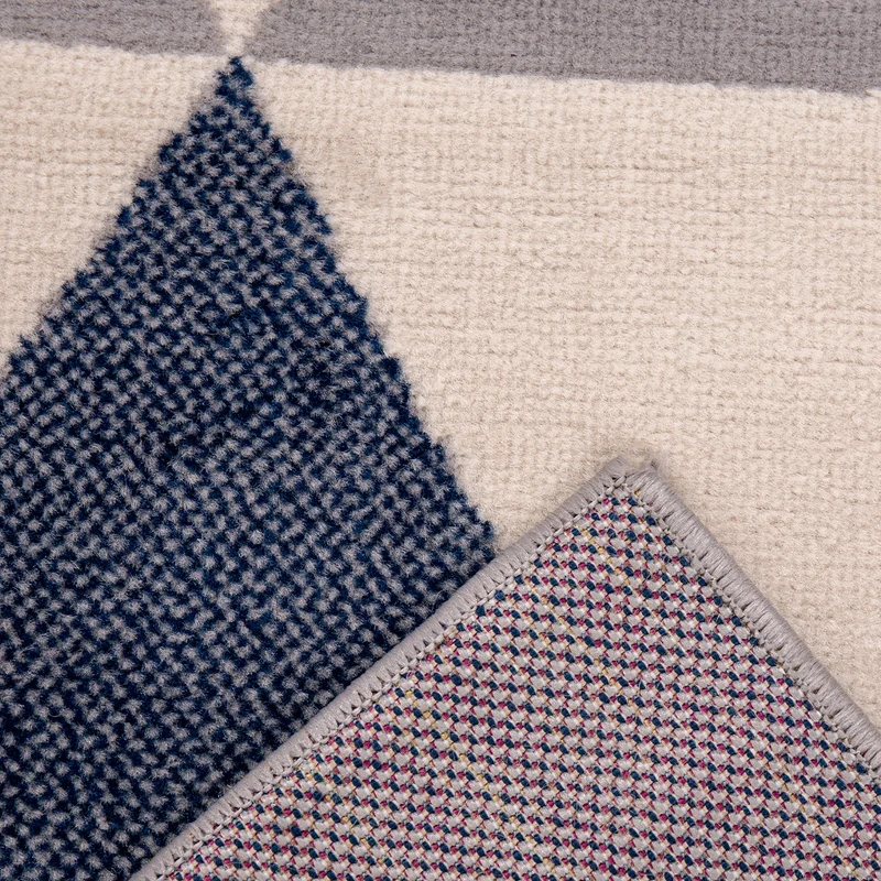 Teppich Wohnzimmer Schlafzimmer Flur Teppich Dreiecksmuster Blau