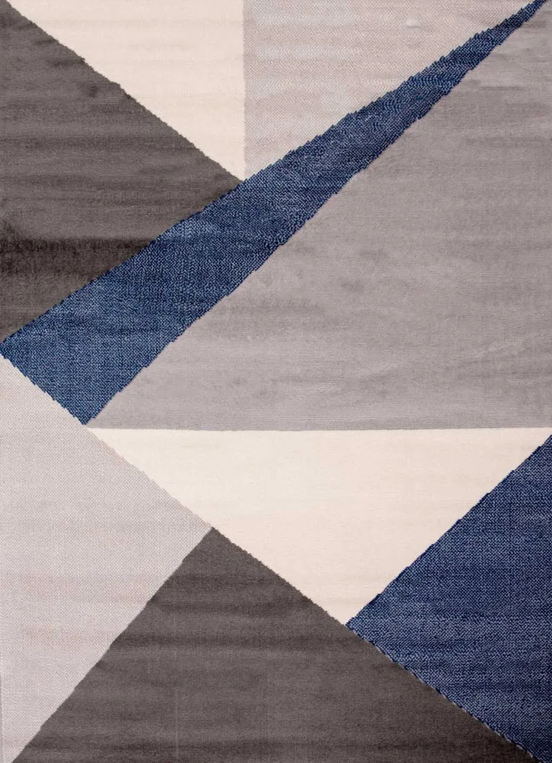 Teppich Wohnzimmer Schlafzimmer Flur Teppich Geometrisches Muster Blau