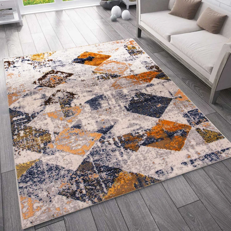 Teppich Vintage Look Designer Kurzflor Teppich Läufer Kupfer