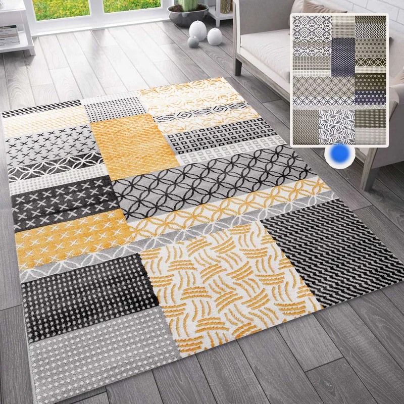 Moderner Teppich mit Patchworkmuster für das Wohnzimmer & Schlafzimmer