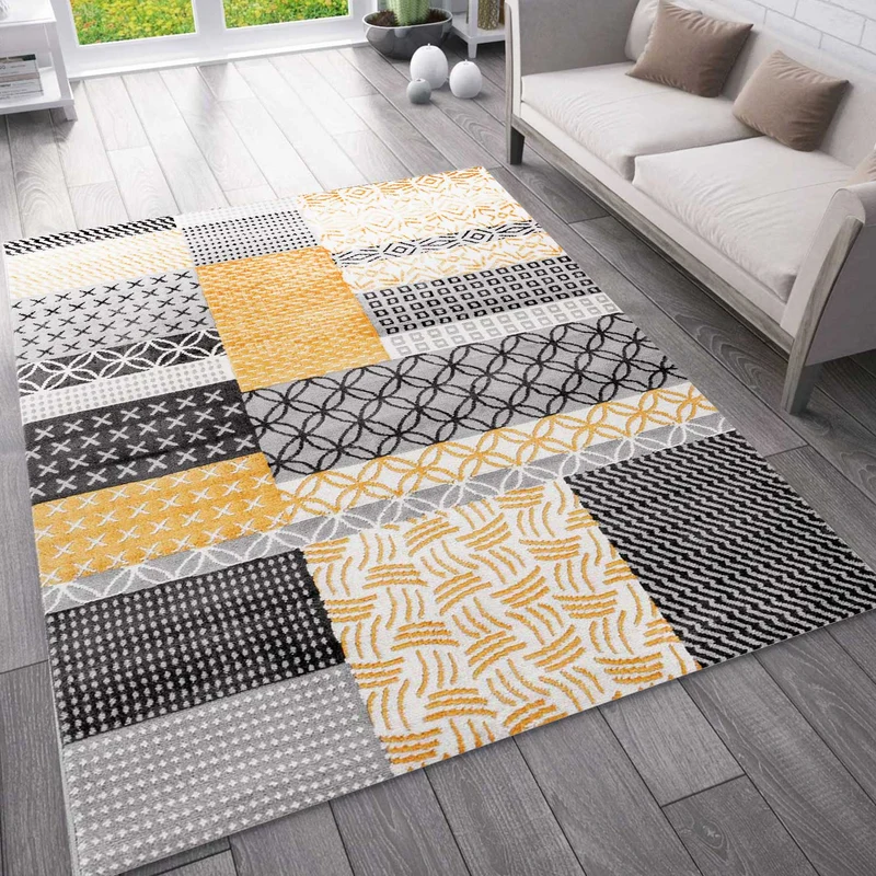 Moderner Teppich mit Patchworkmuster für das Wohnzimmer & Schlafzimmer