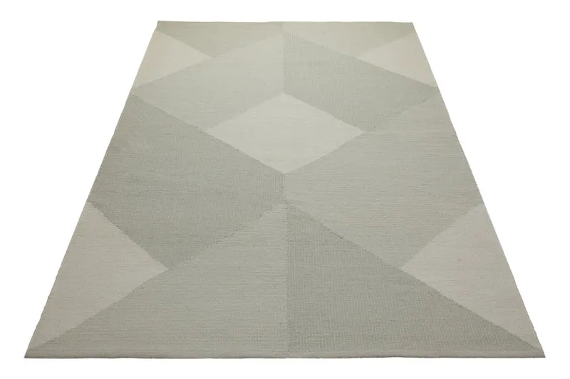 160x230 Teppich Wohnzimmer Salbei trifft Creme – Skandi-Handwebteppich in zarten Pastelltönen