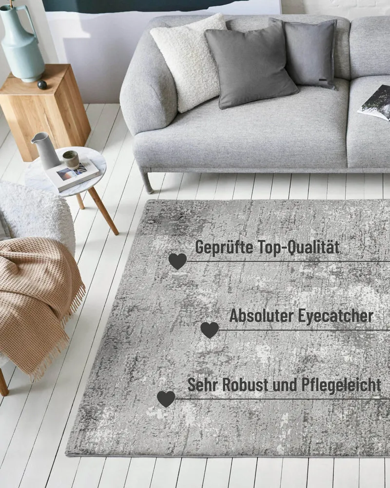 Esprit Kurzflorteppich Grau Silber "Feel Vintage 2.0"