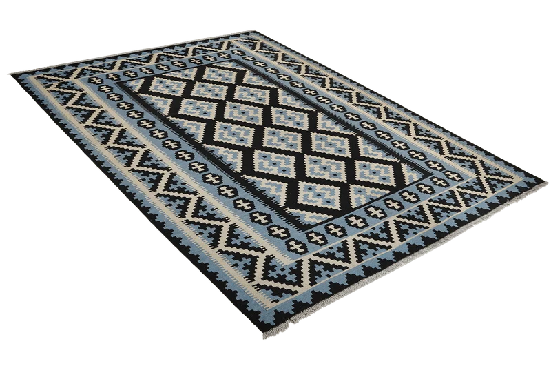 Kelim Gashgai · Handgewebt – Schwarz, 236x178 cm