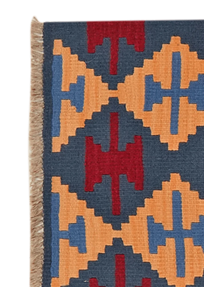 Kelim Gashgai · Handgewebt – Blau, 201x66 cm