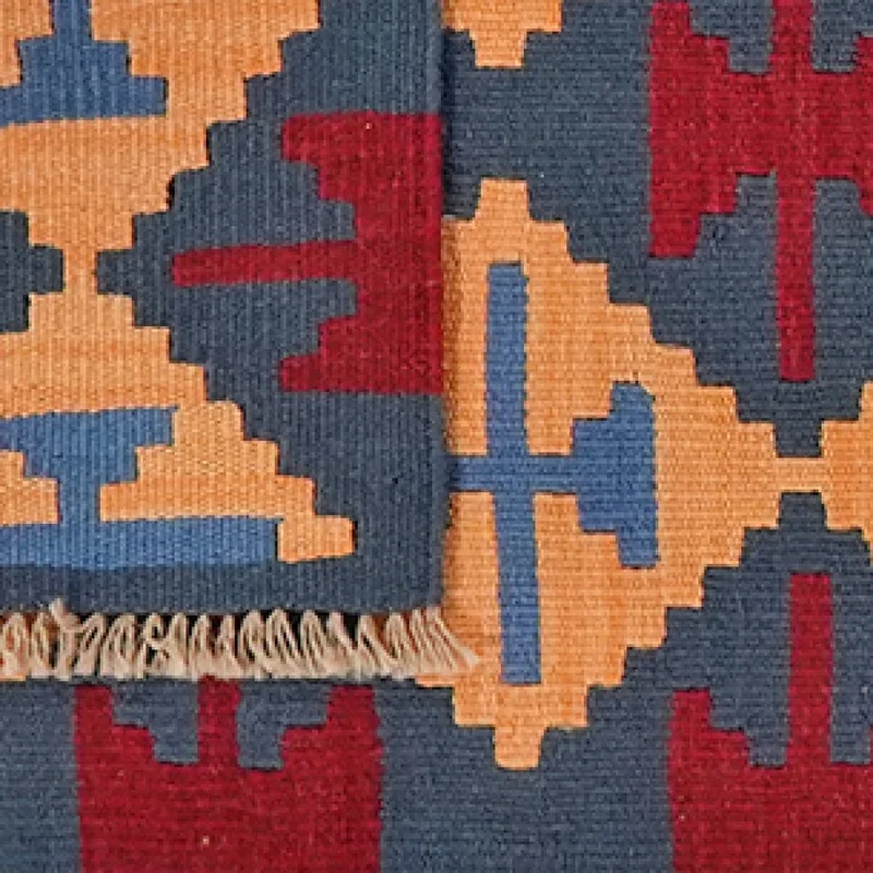 Kelim Gashgai · Handgewebt – Blau, 201x66 cm