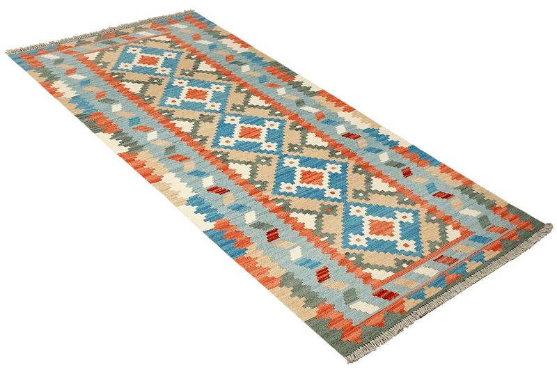 Kelim Gashgai · Handgewebt – Blau, 195x82 cm