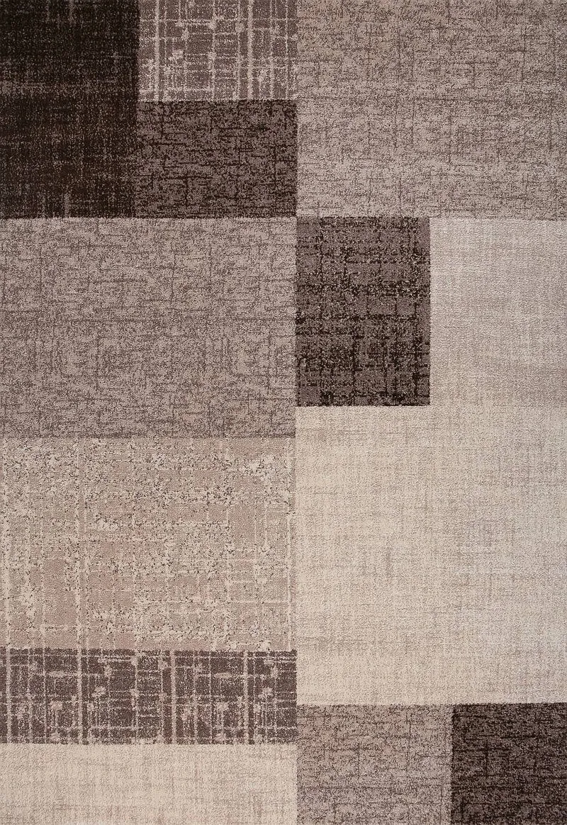 Wohnzimmer Teppich Kurzflor in Beige Braun Designer Teppiche Modern Kachel-Optik Kariert Pflegeleicht -VIMODA